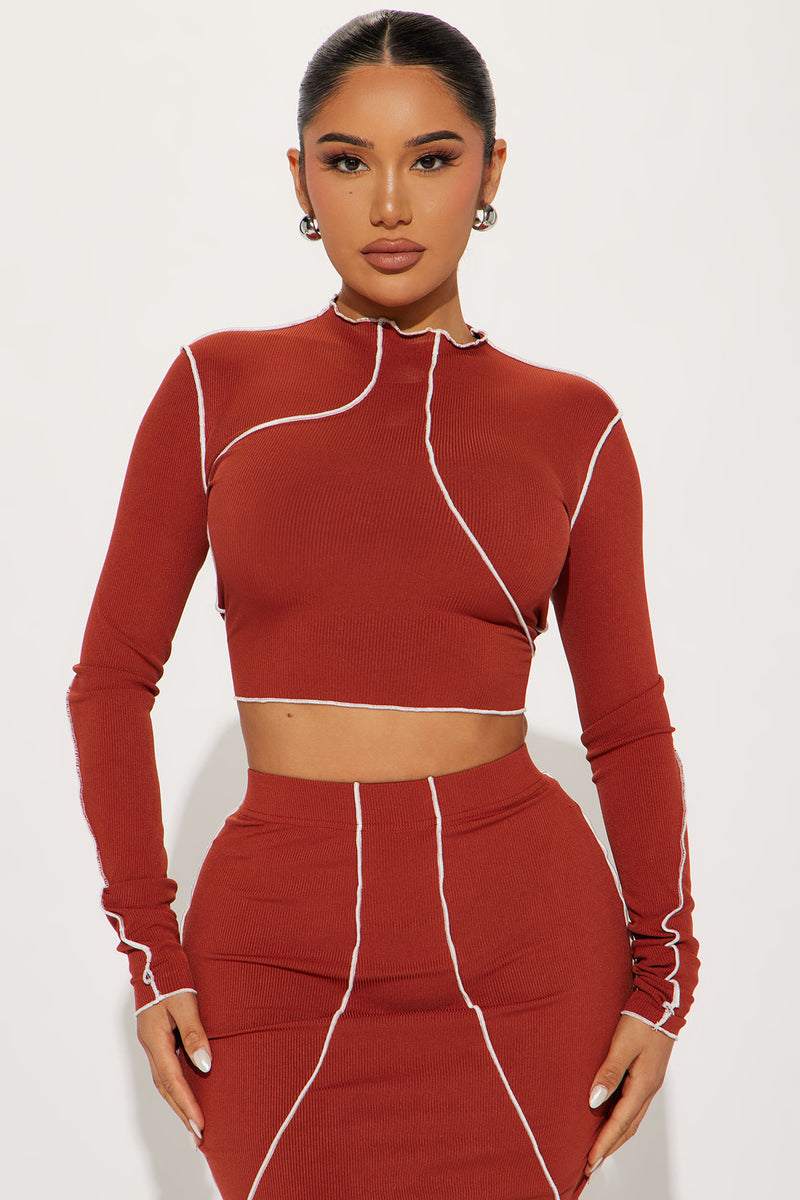Ribbed Stoka Rust Striped Set with Pants