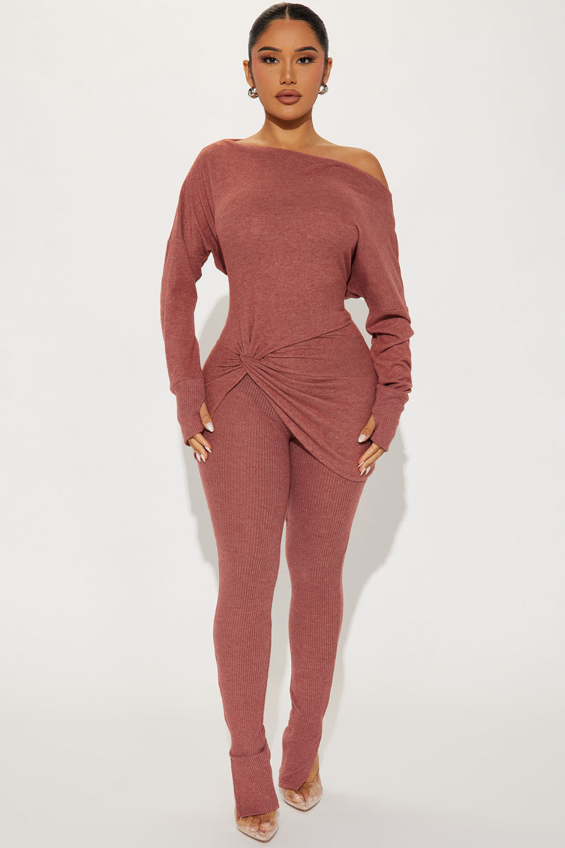 Tara Twist Front Pant Set - Mauve, Fashion Nova, Matching Sets