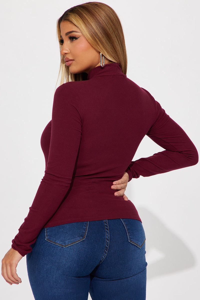 Burgundy high neck store top