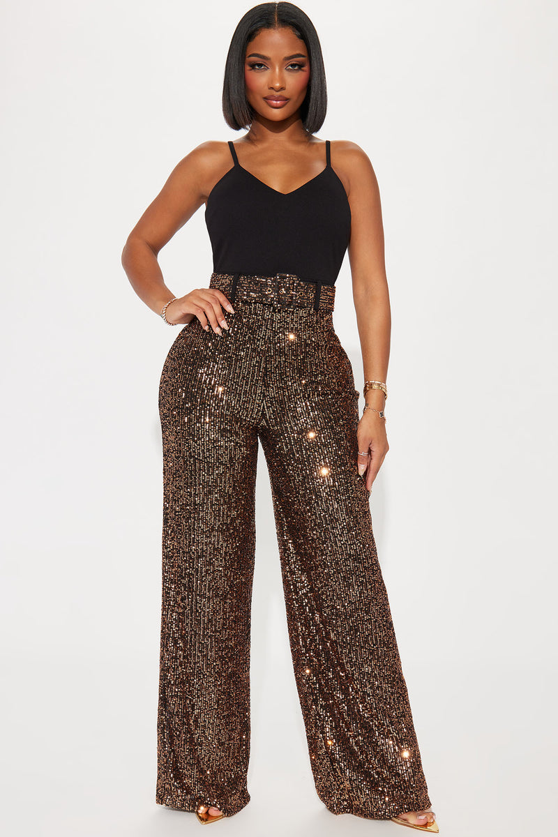 Shiniest Star Sequin Jumpsuit Bronze Fashion Nova, Jumpsuits