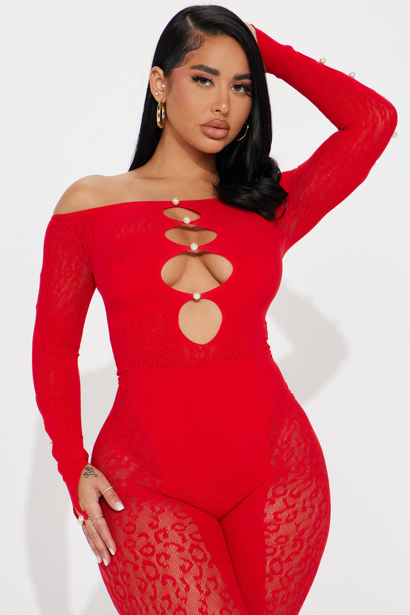 Dynamite Red Carmine Seamless Jumpsuit