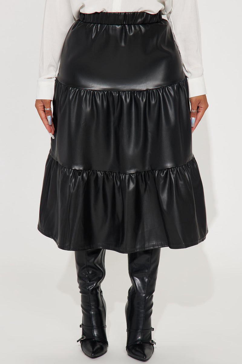 Tiered top leather skirt