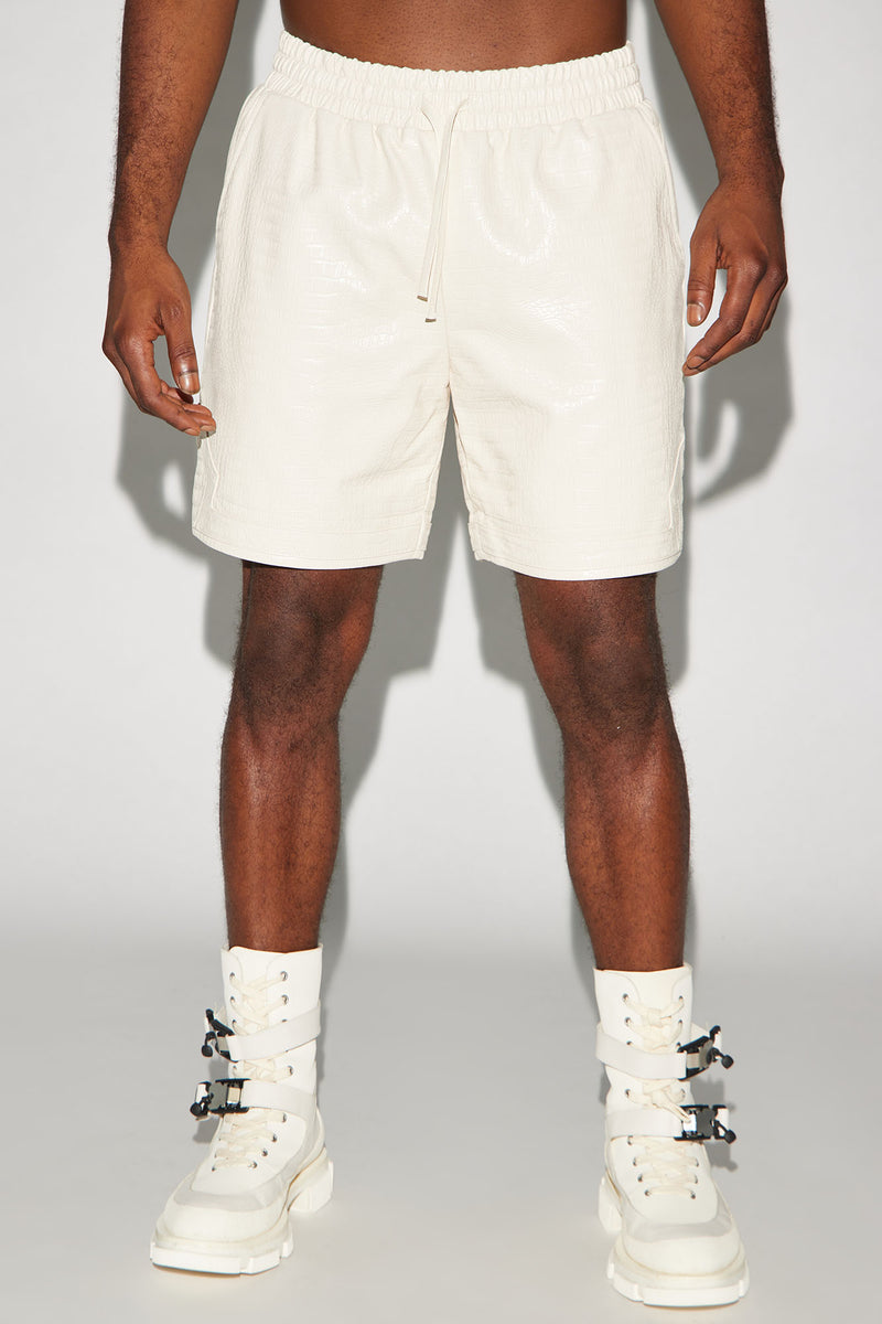 Gotta Run Faux Croc Leather Basketball Shorts - Cream | Fashion Nova