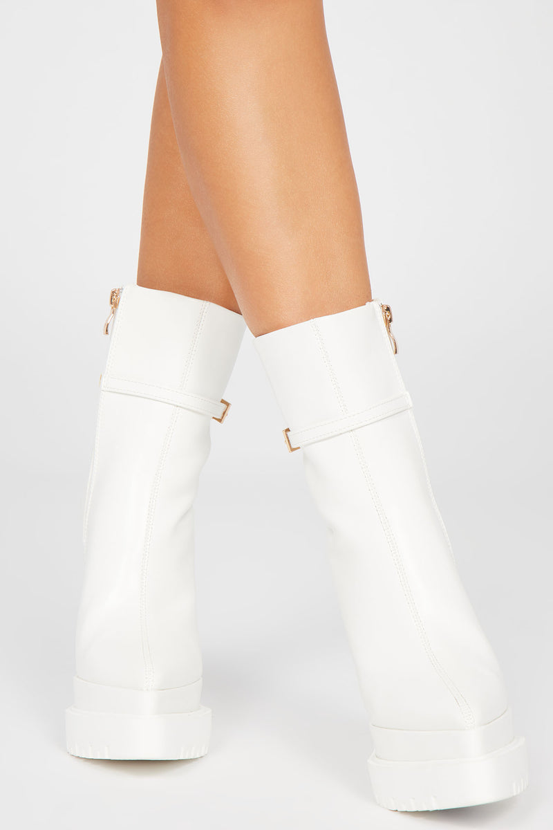 Above The Rest Platform Booties White Fashion Nova Shoes