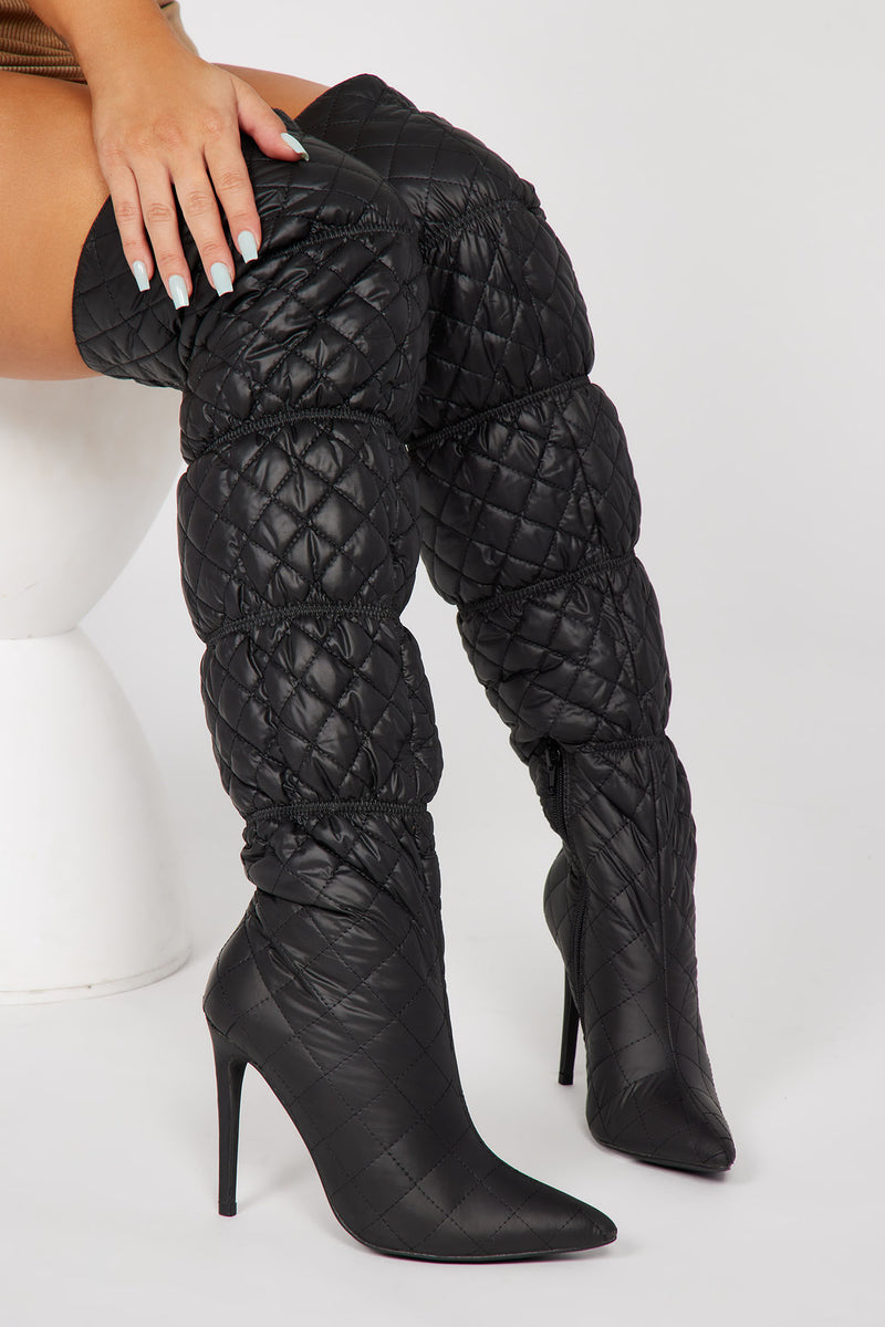 Quilted over discount the knee boots