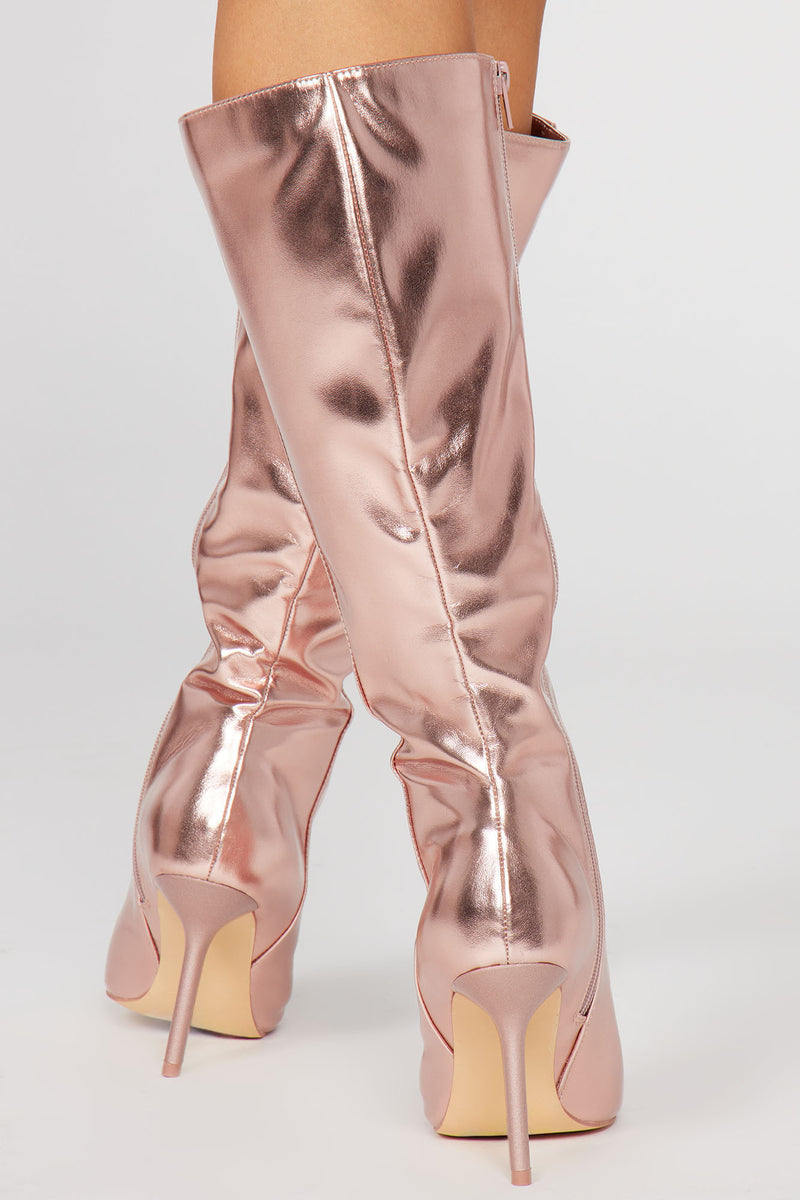 Pink heeled boots top