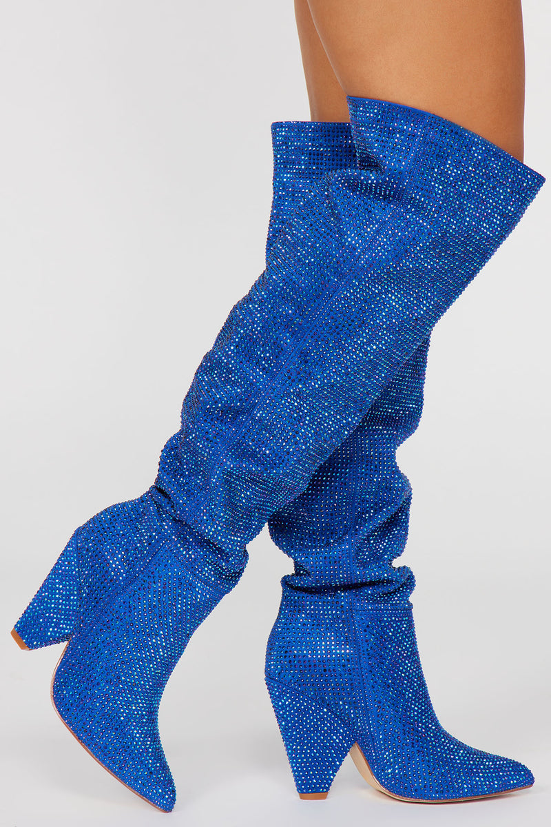 Carnival Nights Embellished Boots Blue Fashion Nova, Shoes