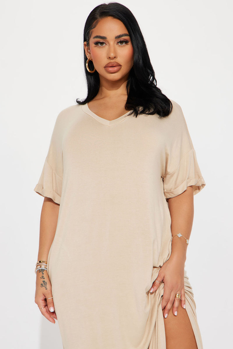 Tan dress plus size top