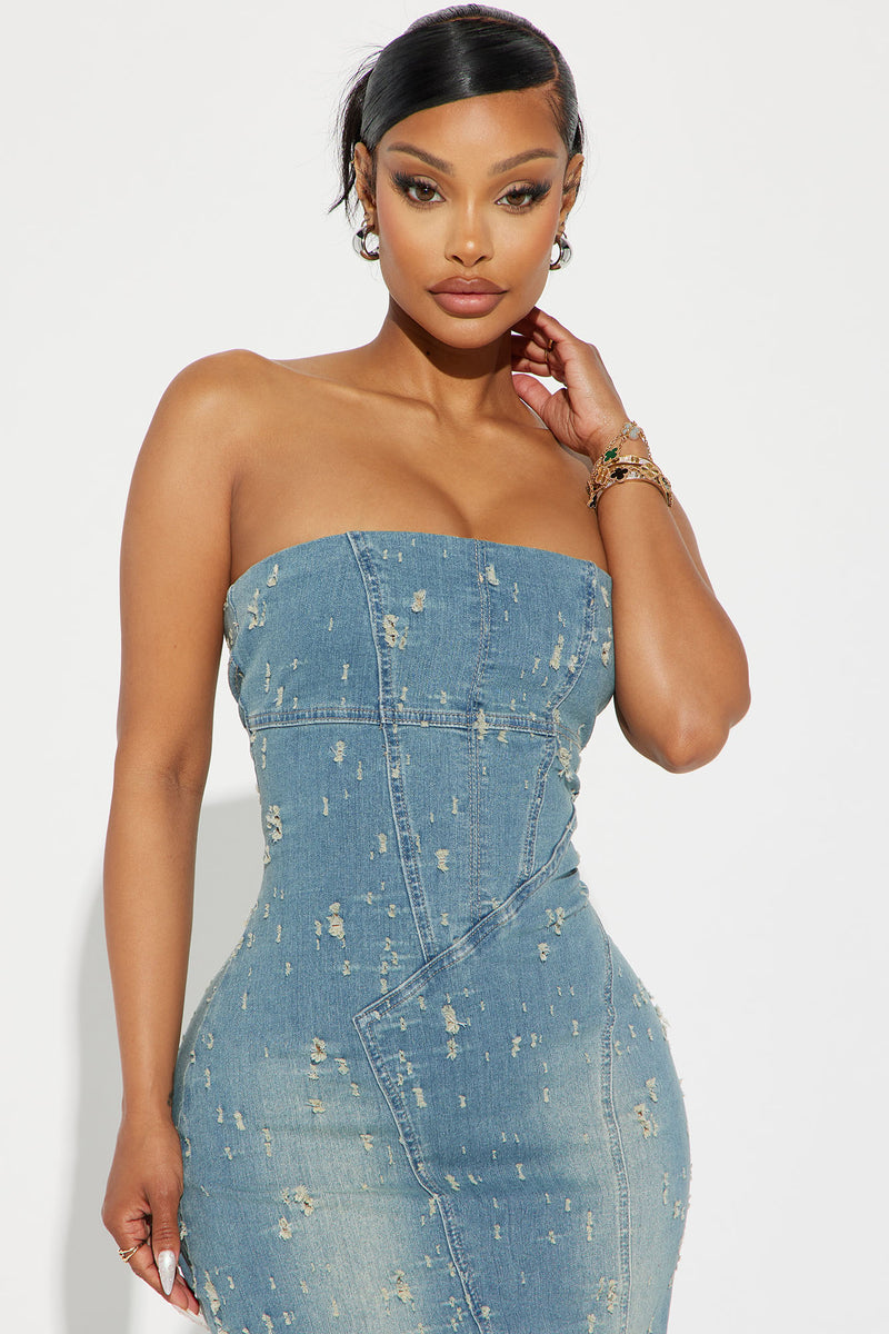 Fashion nova blue jean top dress