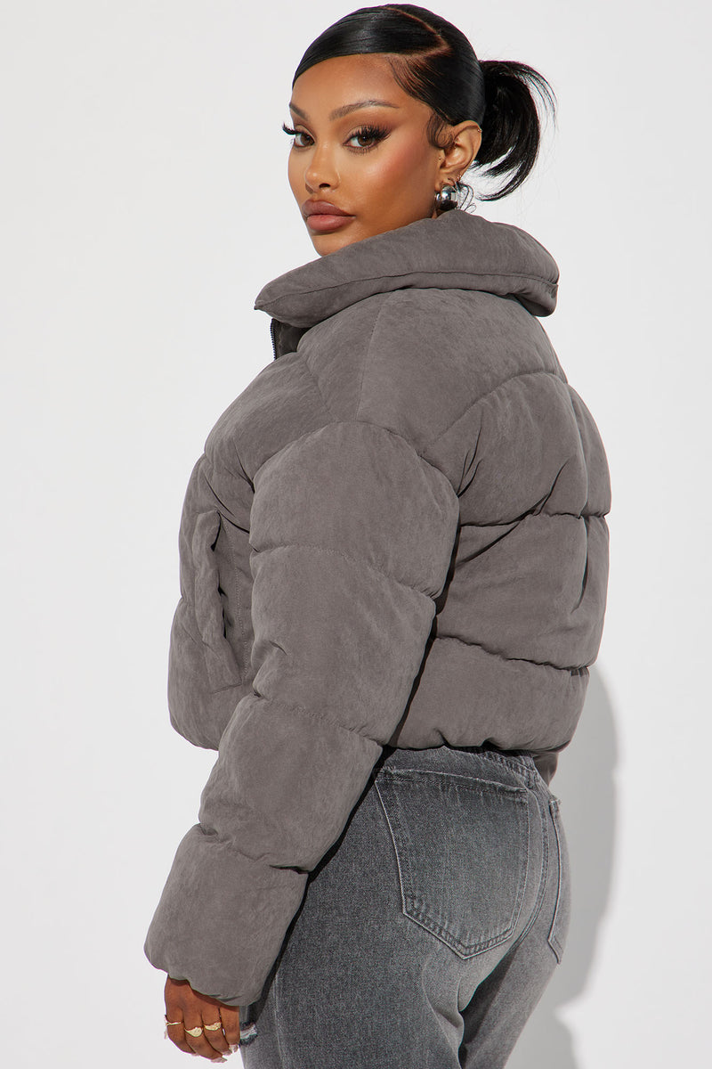 Cropped grey hotsell puffer jacket
