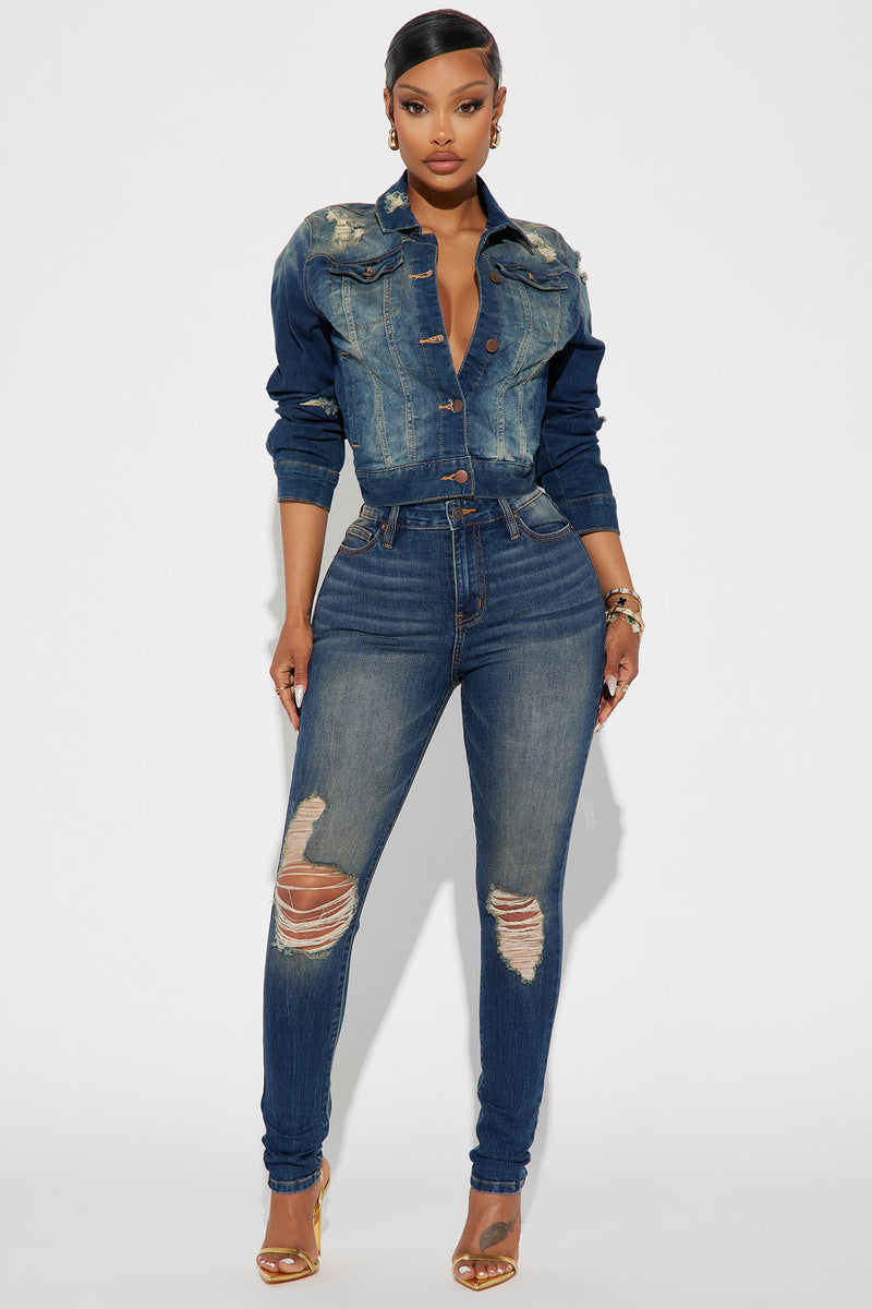 Long denim on sale jacket fashion nova