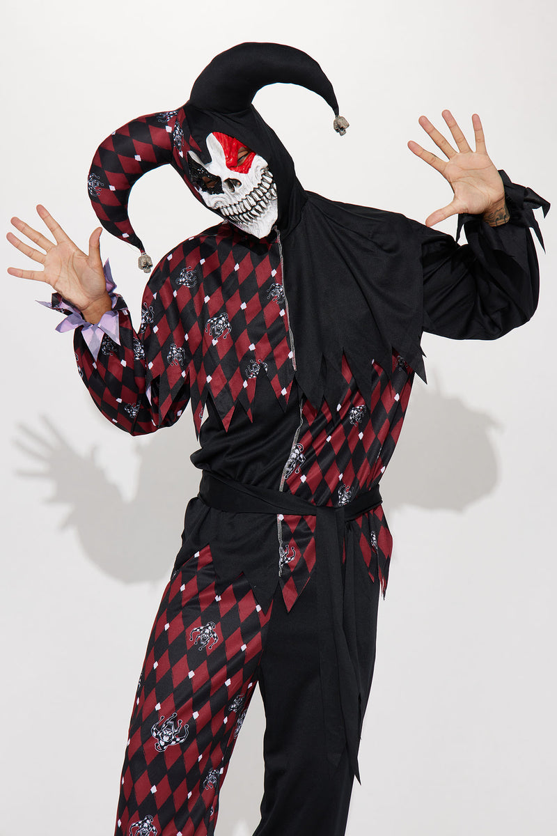Sinister Jester 5 Piece Costume Set - Black/Red | Fashion Nova, Mens ...
