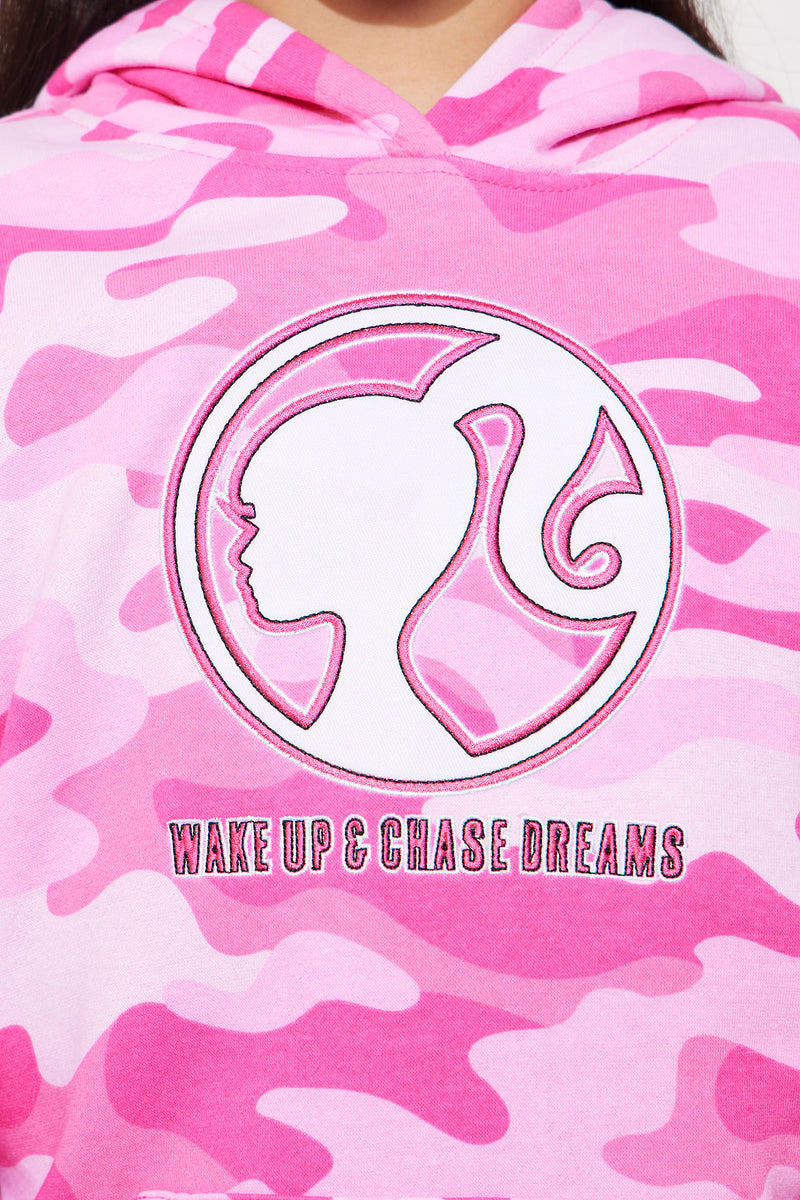 Mini Barbie Wake Up And Chase Dreams Fleece Hoodie Pink