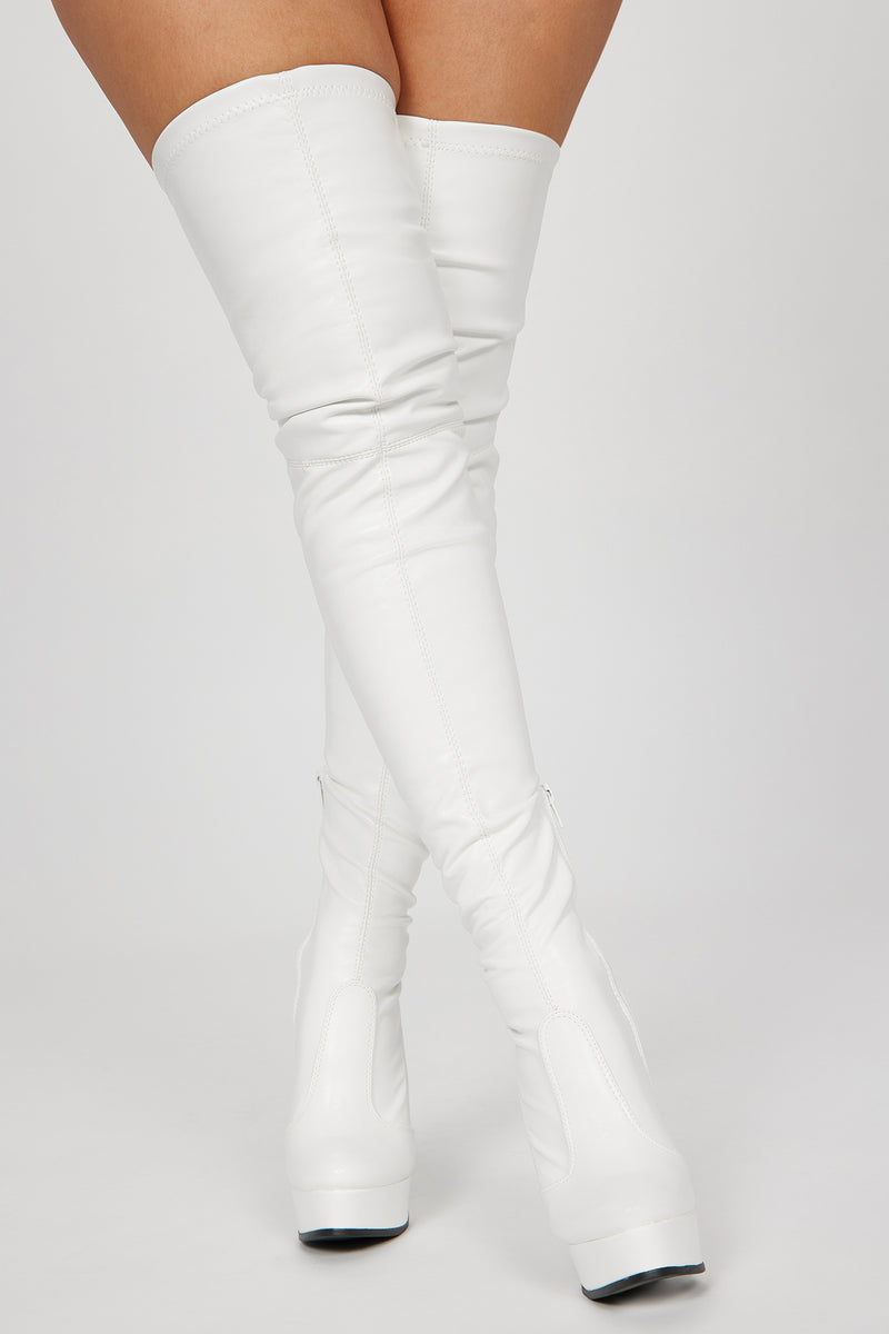 Envious Much Faux Leather Heeled Boot White