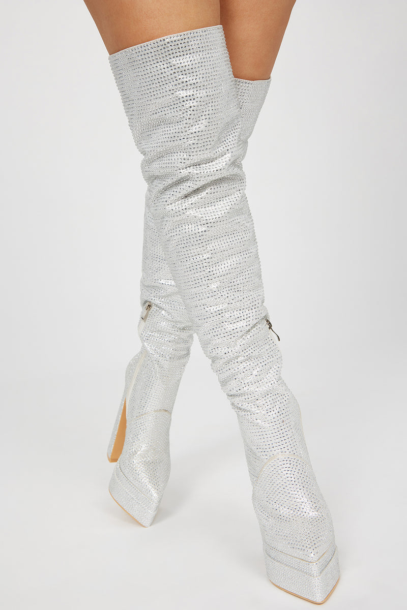 Fashion nova glitter boots on sale
