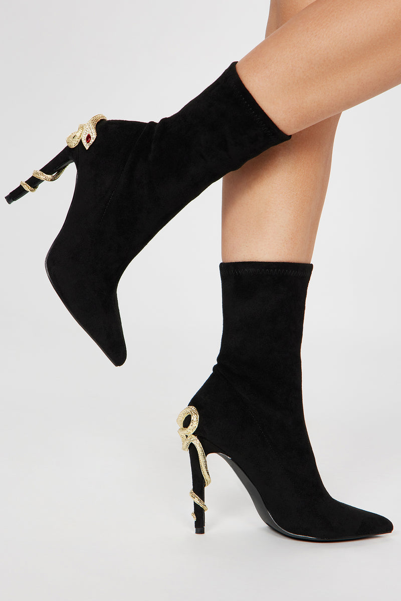 Slither My Way Heeled Boots - Black | Fashion Nova, Shoes | Fashion Nova