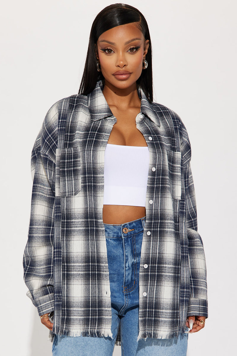 black and white plaid women's shirt