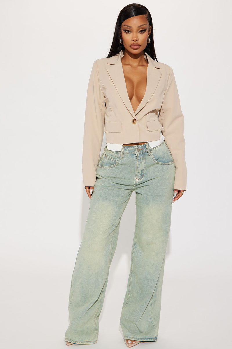 Tamra Cropped Blazer - Beige | Fashion Nova, Jackets & Coats | Fashion Nova