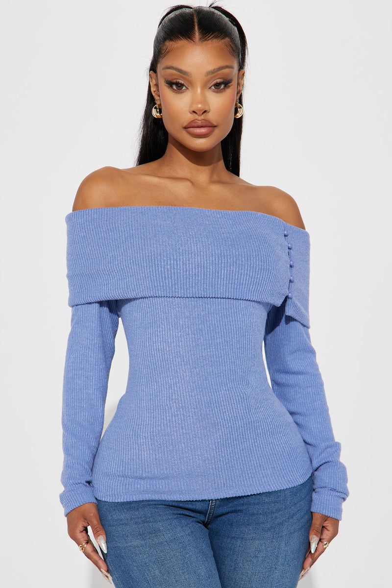 Sky blue off shoulder top clearance