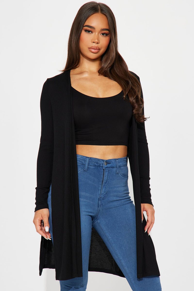 Nita Ribbed Cardigan Black