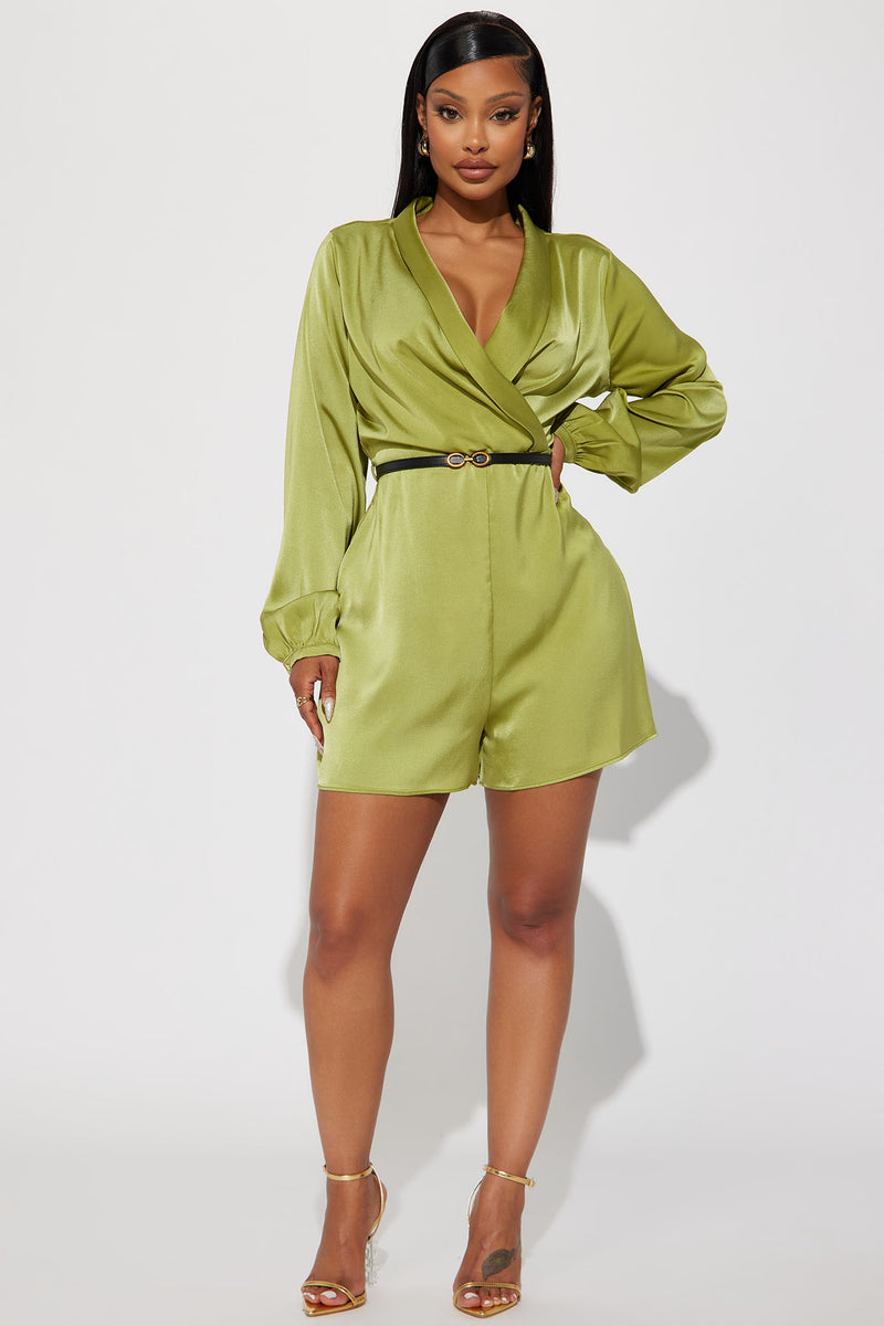 Green outlet silk romper