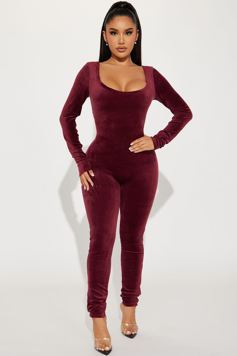 Chocolate shop velvet jumpsuit