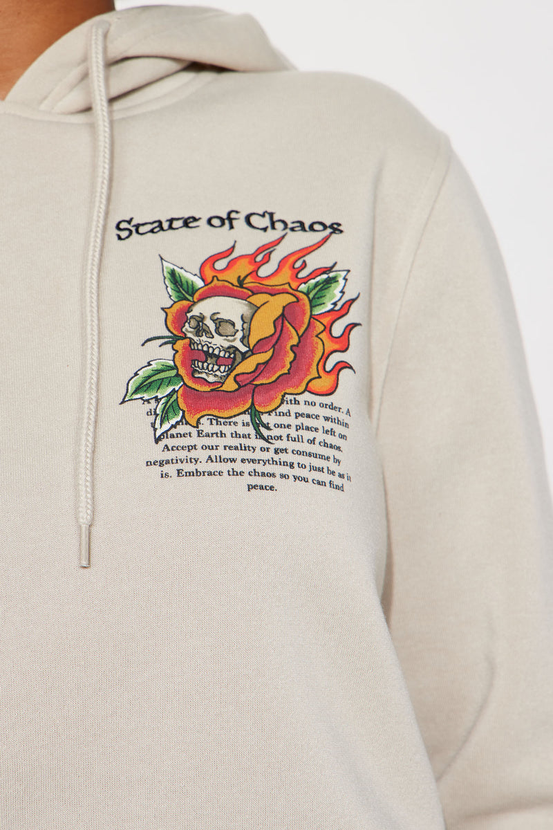 State Of Chaos Skull Hoodie Sand Fashion Nova Screens Tops