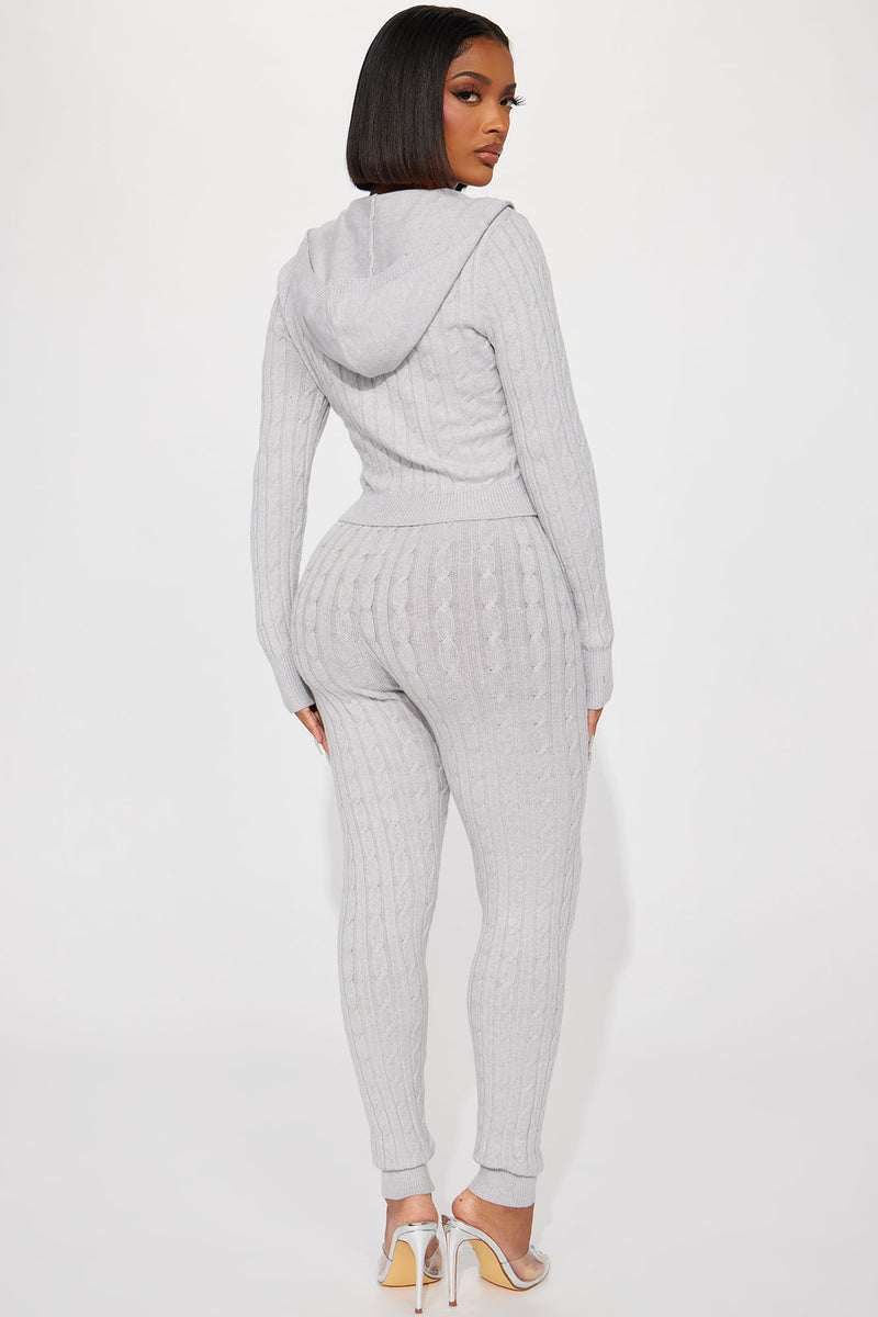 Focused On Me Hooded Cable Knit Legging Set - Heather Grey, Fashion Nova,  Matching Sets