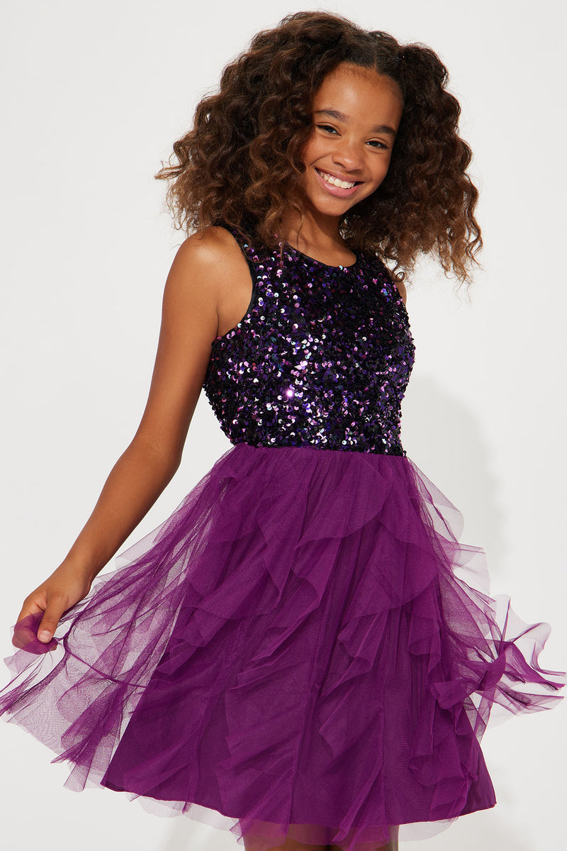 Purple and black hot sale sequin dress