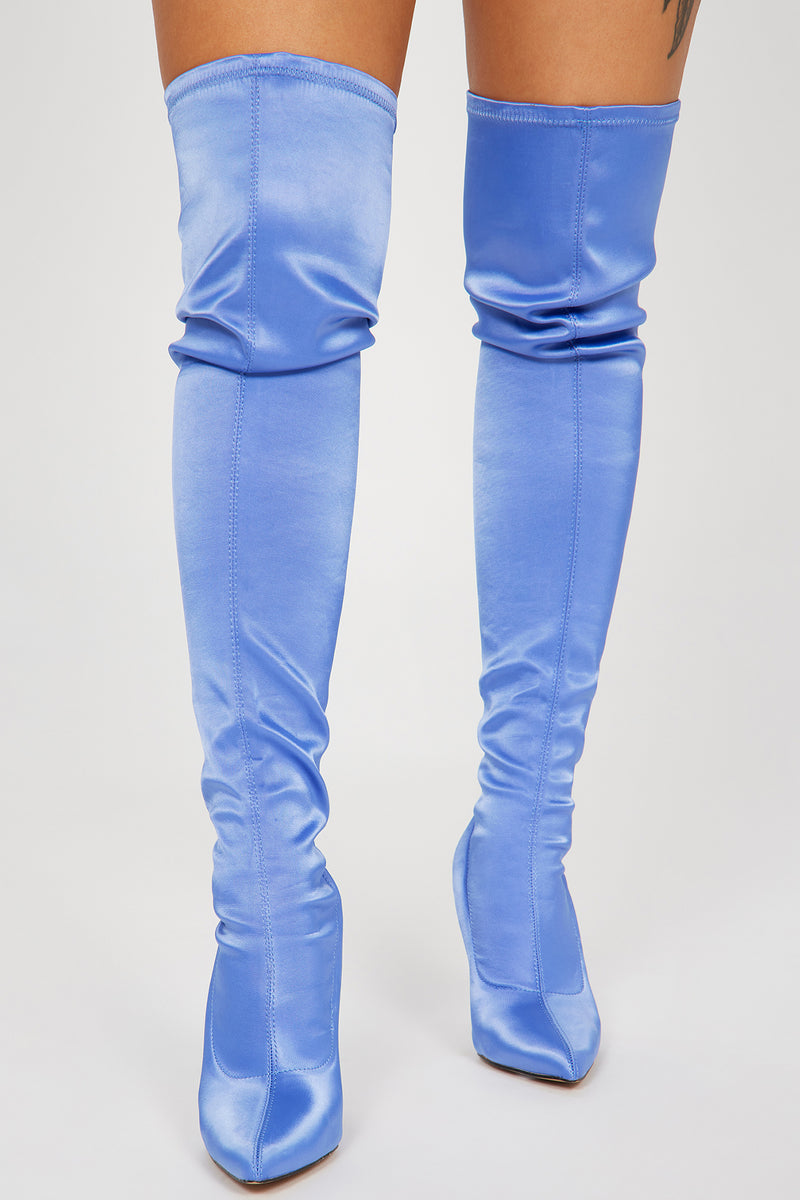 Royal blue over the knee boots top