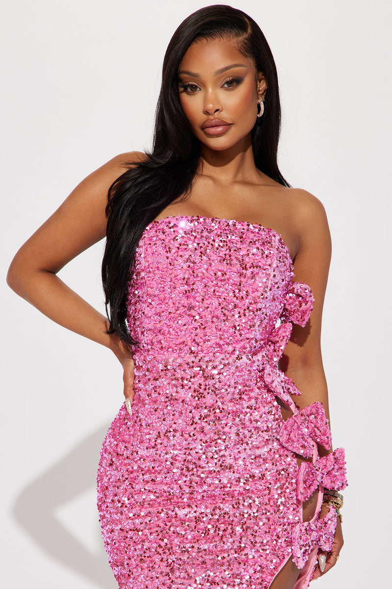 Fashion nova top pink sparkly dress