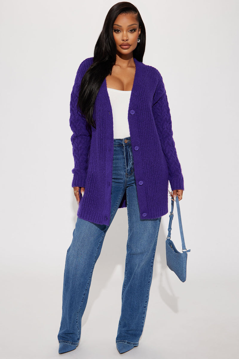Dark purple deals cardigan sweater