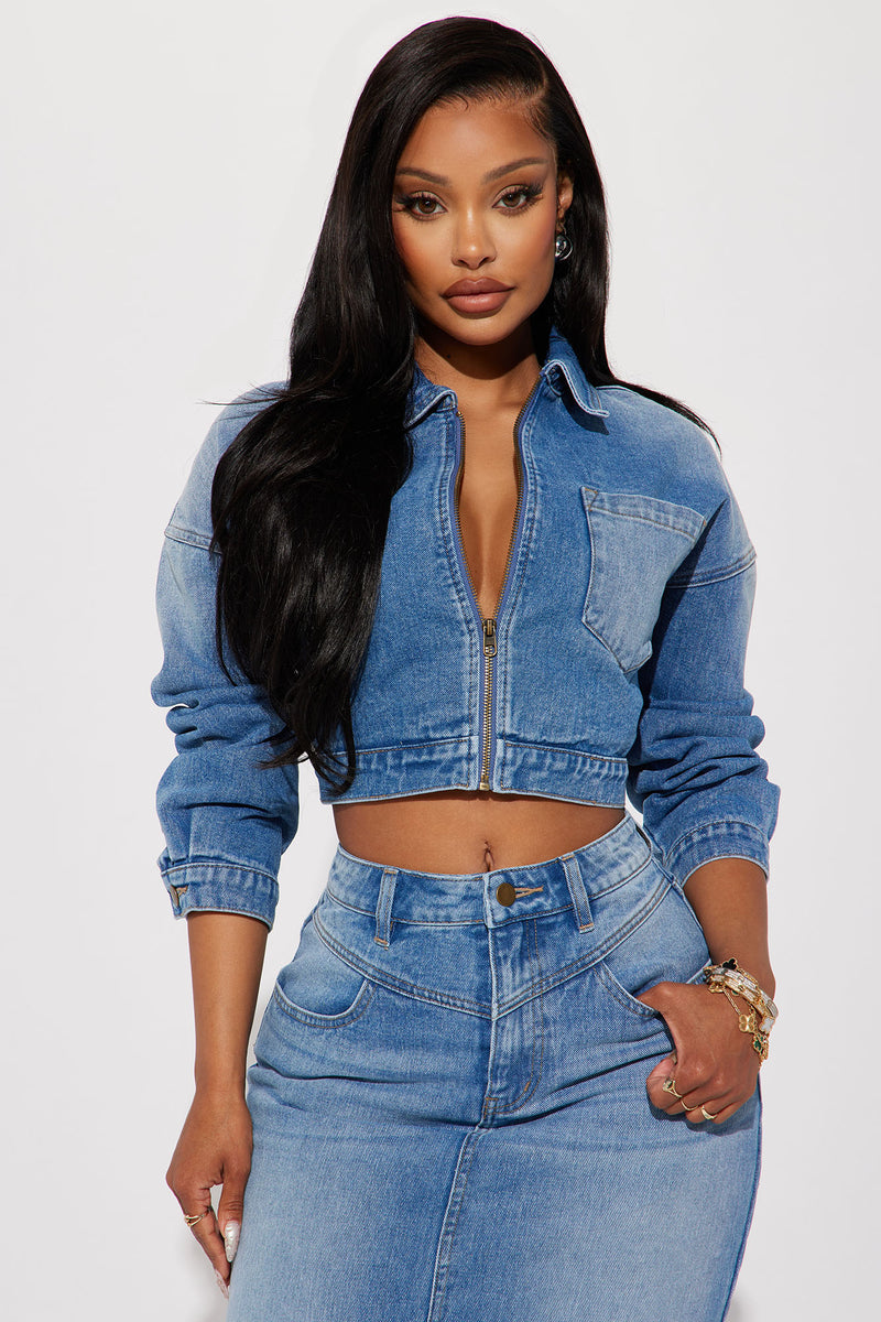 New Mood Denim Skirt Set Medium Wash Fashion Nova