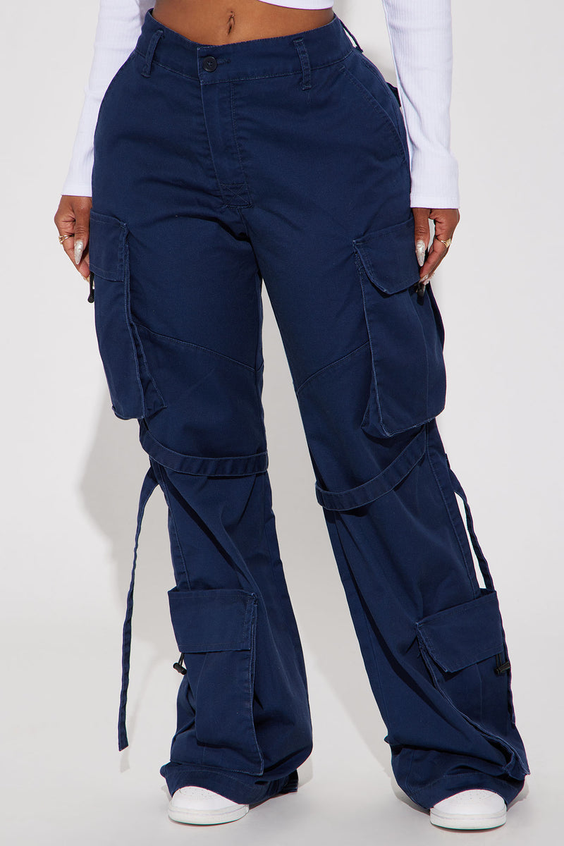 Dark blue cargo pants womens sale