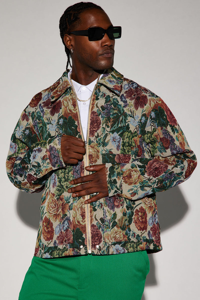 Mens discount floral bomber