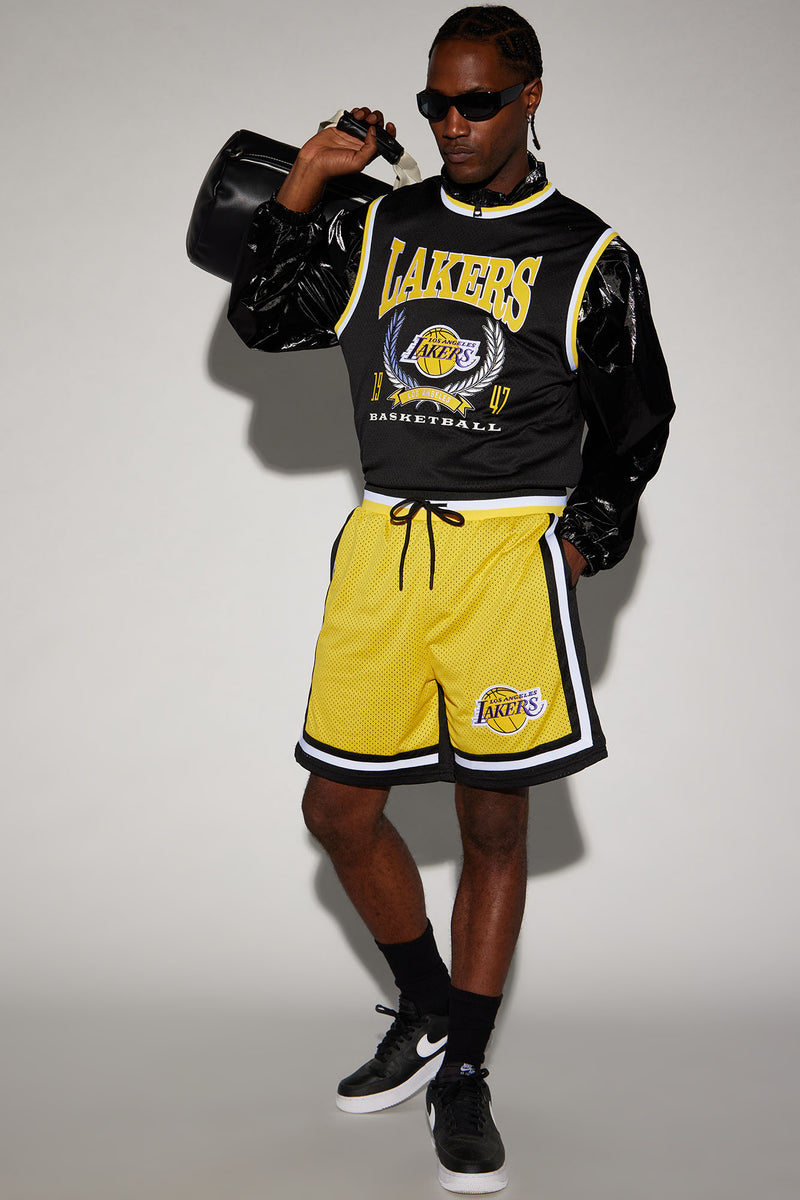 lakers black jersey shorts