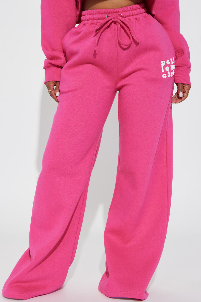 Self Love Club Wide Leg Sweatpants - Pink