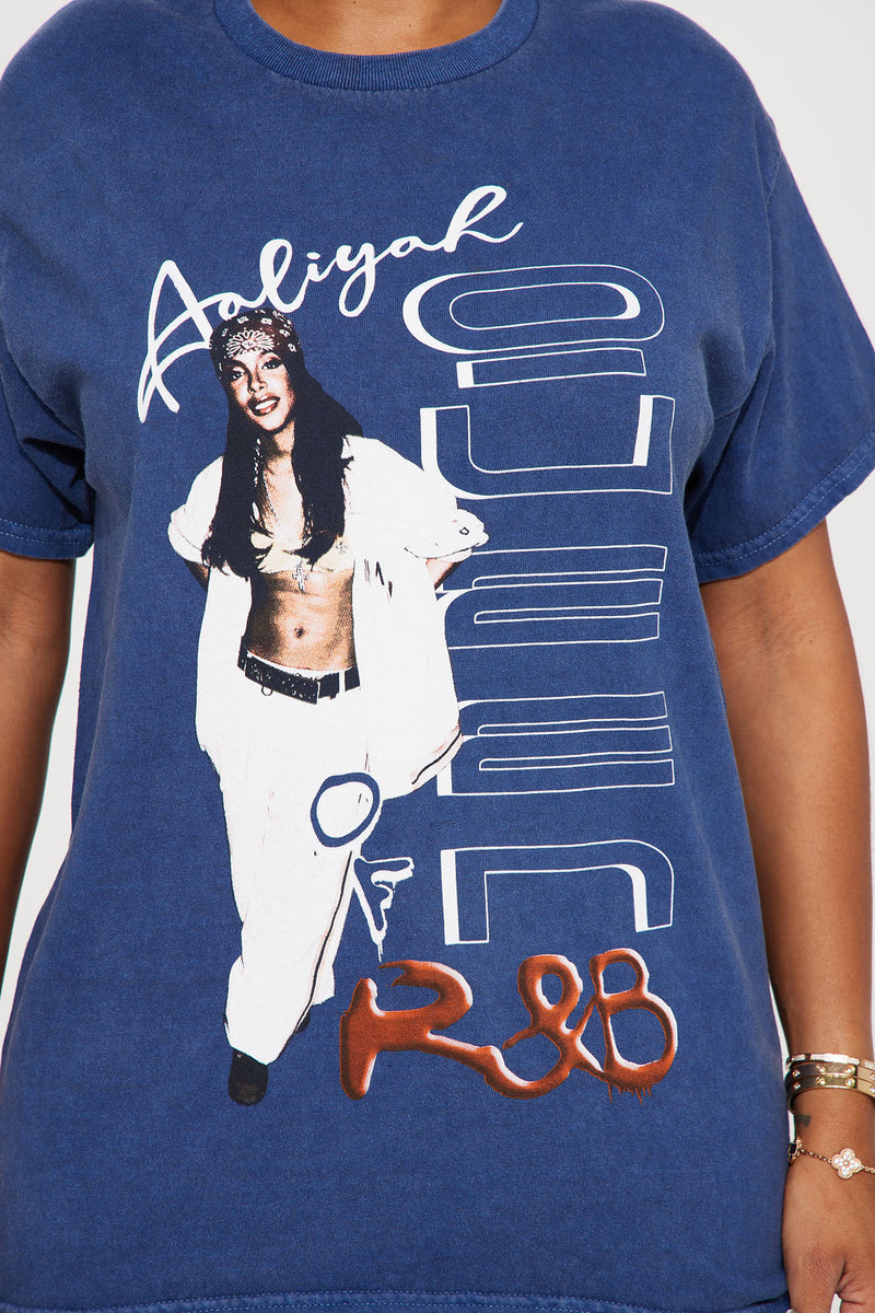 Aaliyah RnB Graphic Tee Navy Fashion Nova Screens Tops and