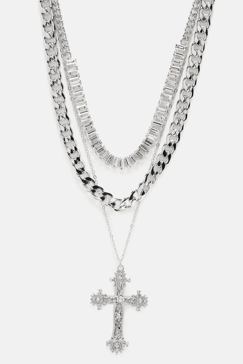 Cross Your Heart Babe Necklace Silver Fashion Nova, Jewelry