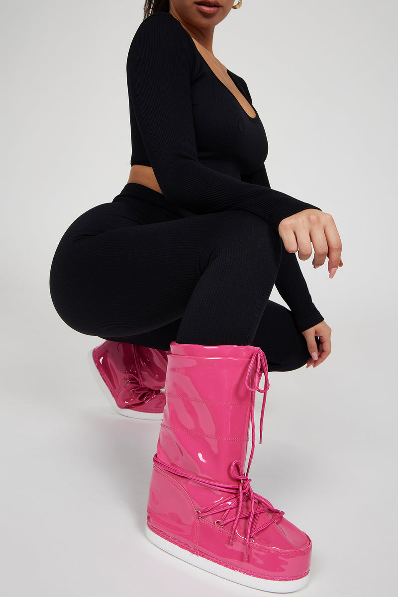 Snowbell Flat Boots Pink Fashion Nova Shoes Fashion Nova