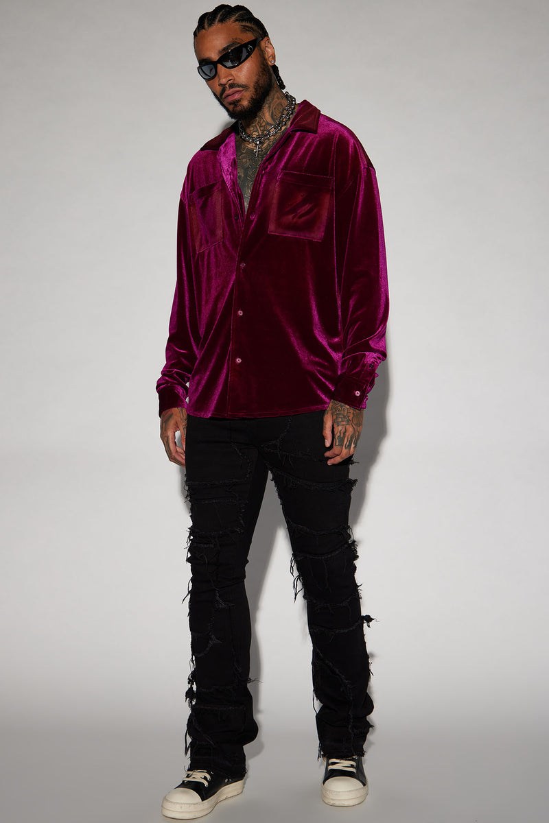 Purple velvet outlet shirt mens