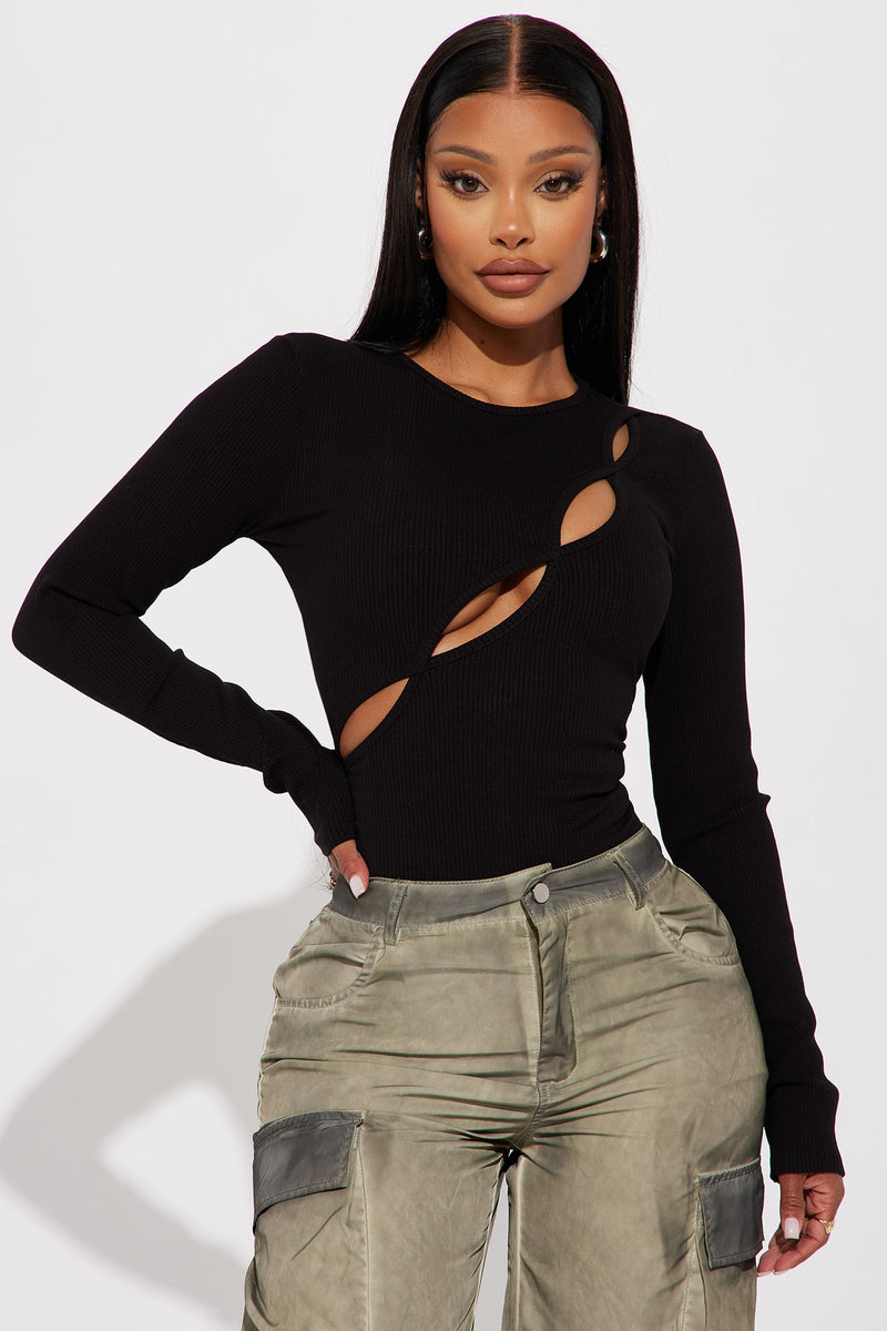 Long sleeve cut out bodysuit new arrivals