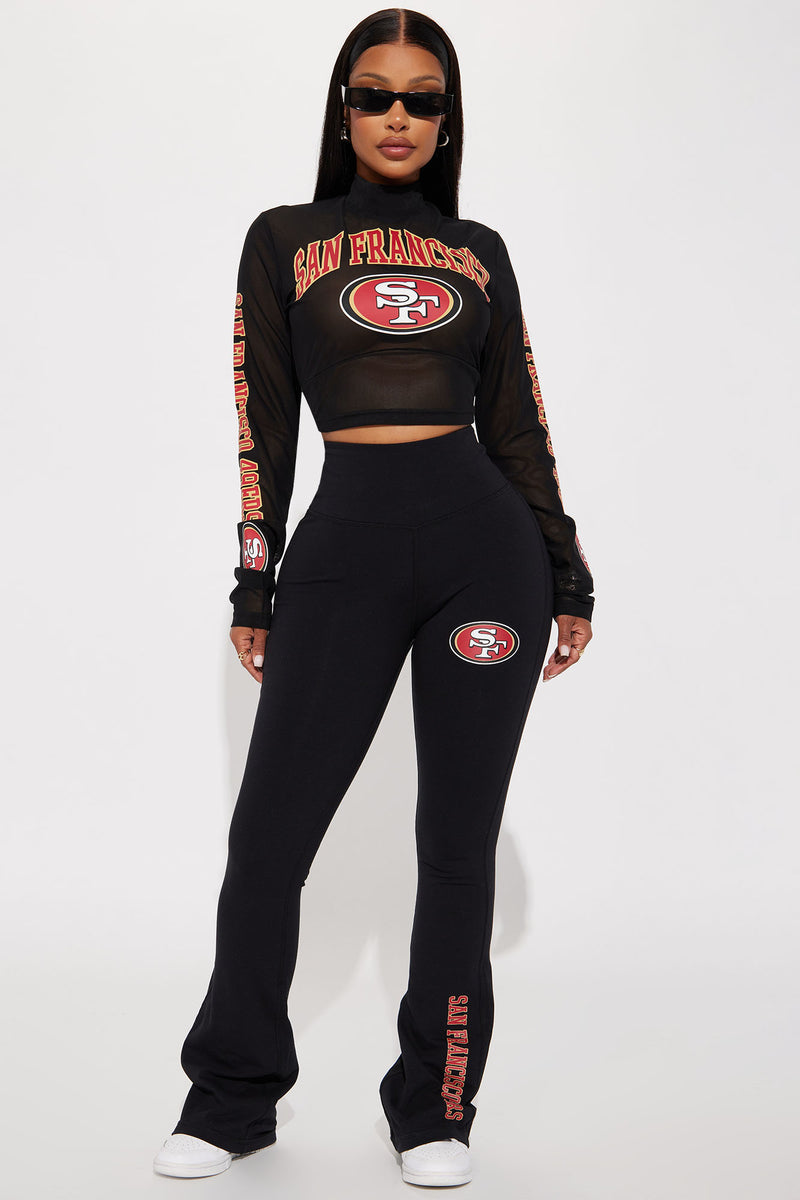 Women's Black San Francisco 49ers Leggings & Midi Bra Set