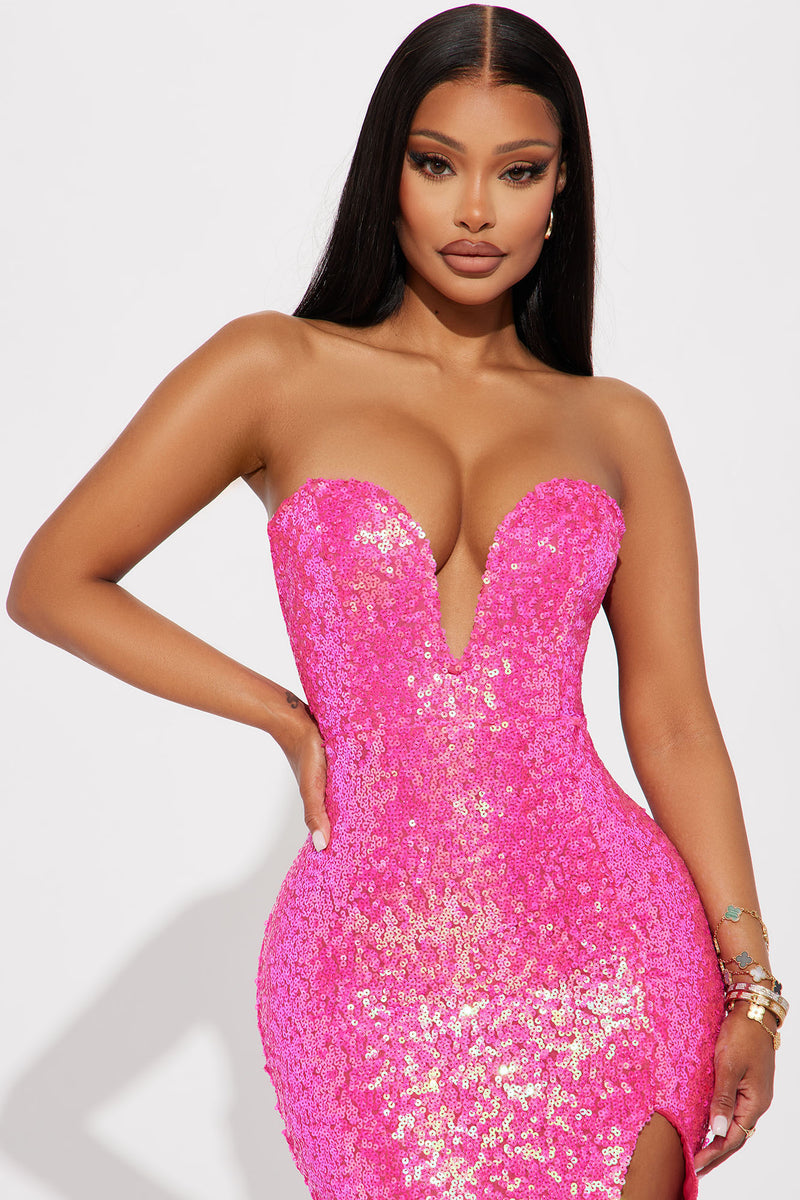 Fashion nova shop pink sequin dress