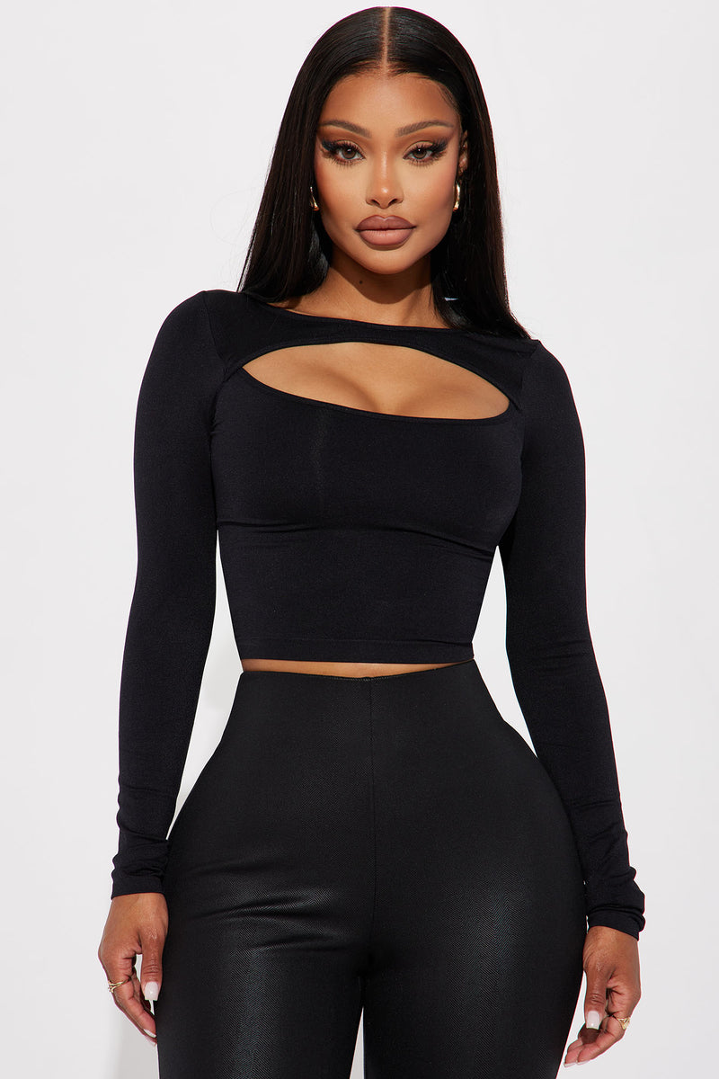 Womens black cut out tops hotsell