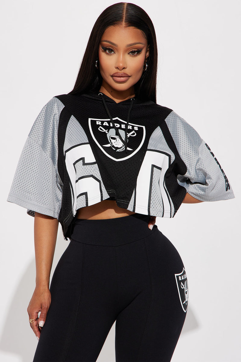 Raiders Cropped Mesh Top Black