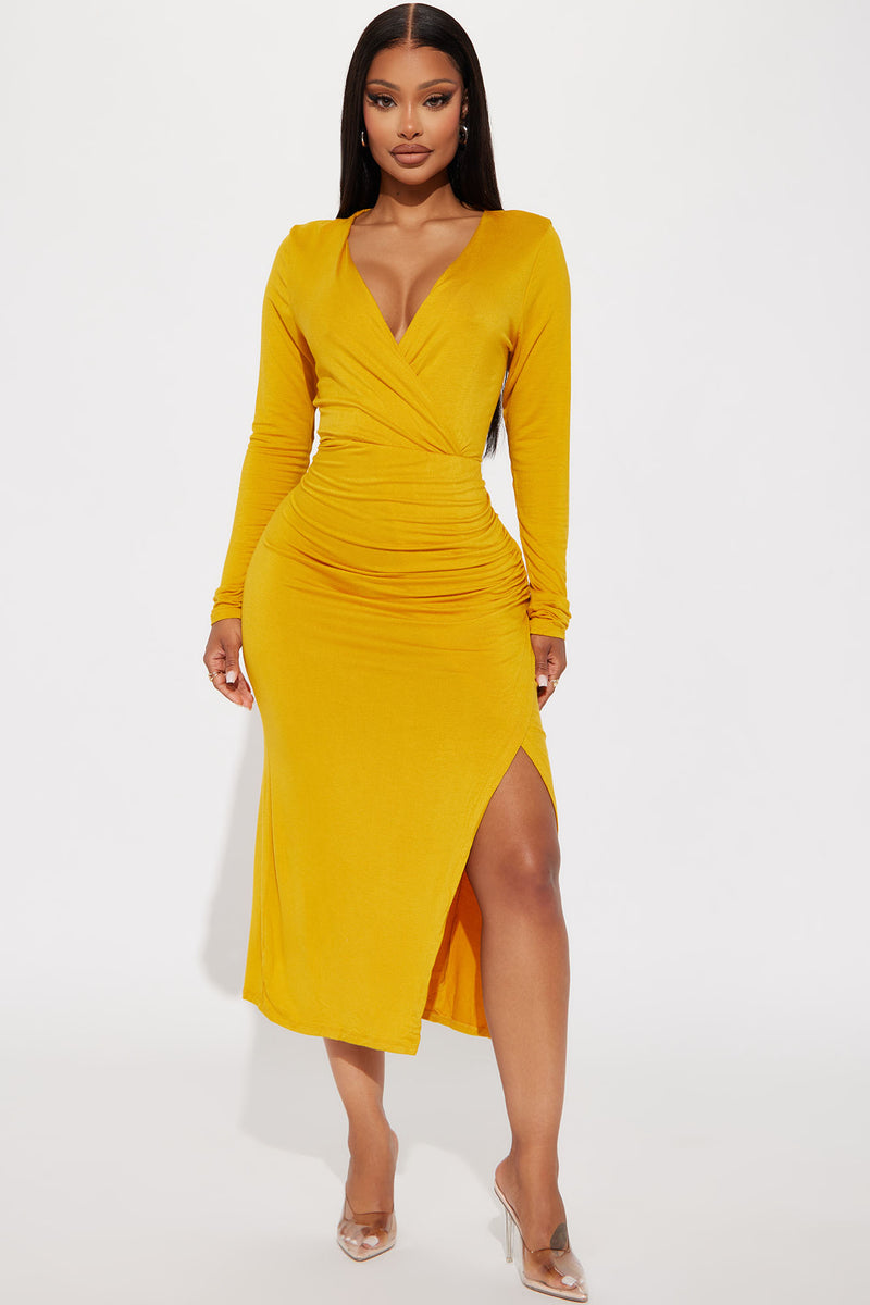 Midi store dress mustard