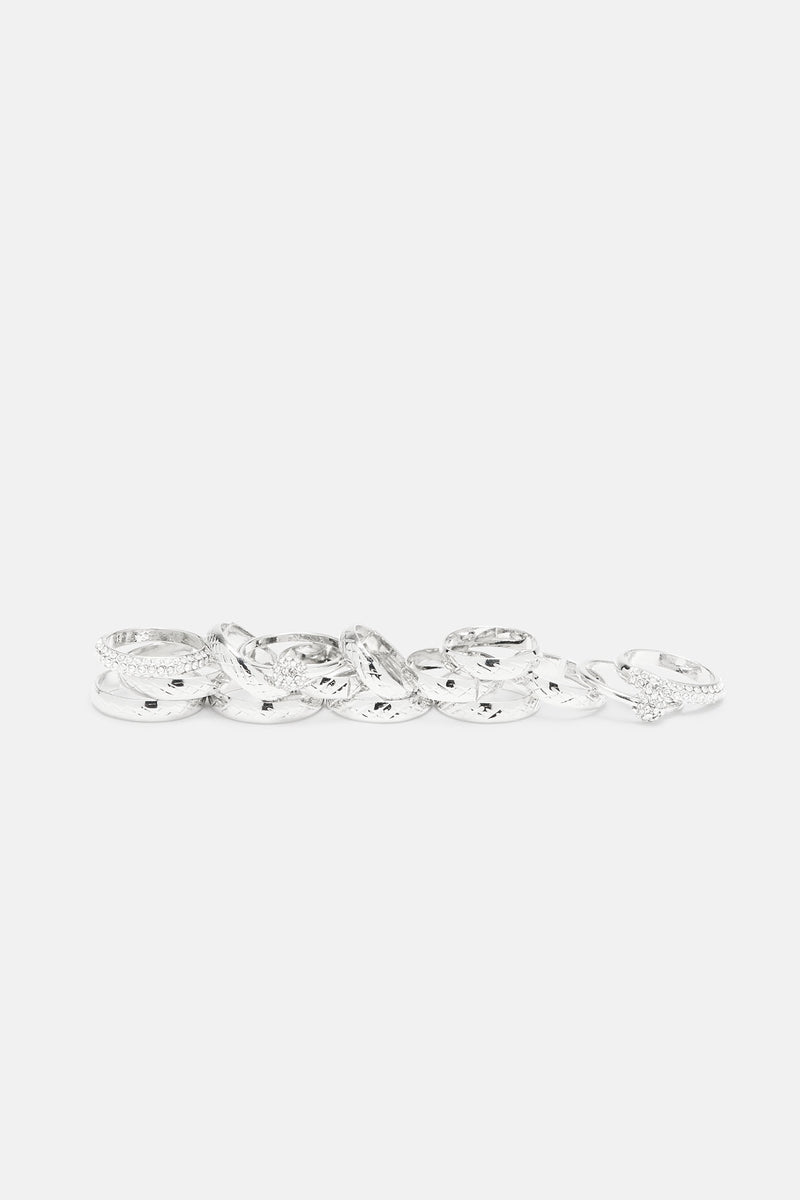 Too Much To Handle 15 Piece Ring Set Silver Fashion Nova, Jewelry