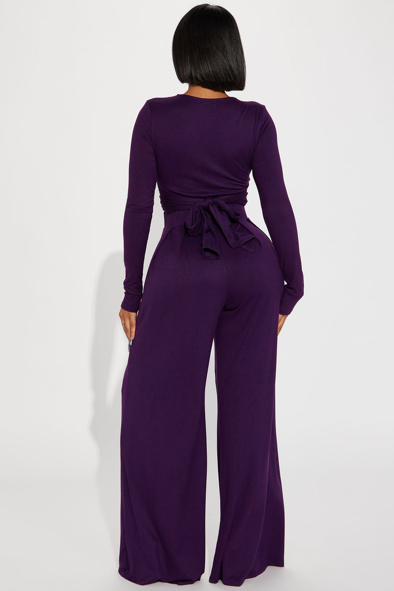 Casually Chic Long Sleeve Pant Set Eggplant Fashion Nova, Matching