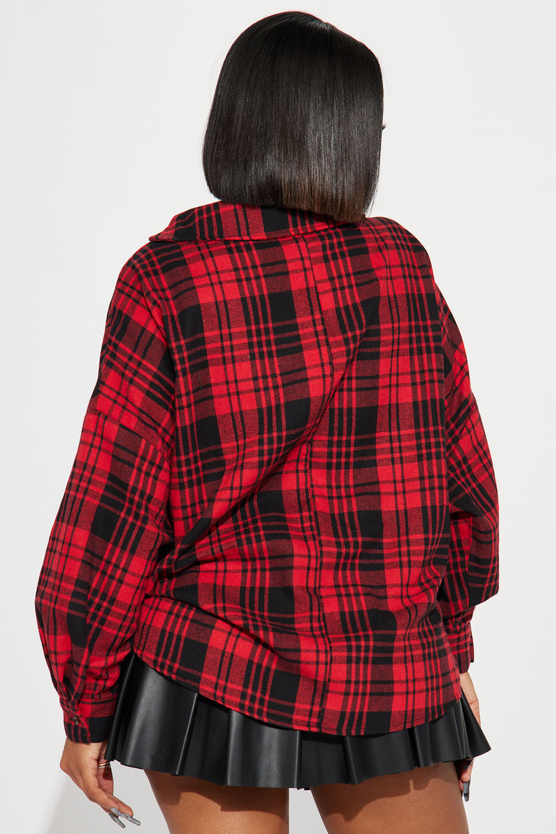 Reeva Red Plaid Crop Shirt